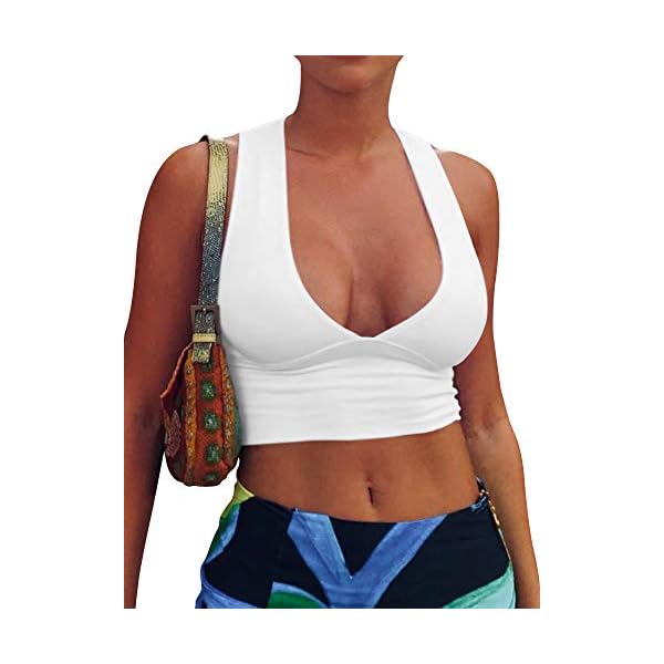 AEPEBO-Sexy-Crop-Tops-for-Women-Deep-V-Neck-Back-Cutout-Sleeveless-Plunge-Racerback-Tank-Cropped-Top AEPEBO Sexy Crop Tops for Women Deep V Neck Back Cutout Sleeveless Plunge Racerback Tank Cropped Top White S