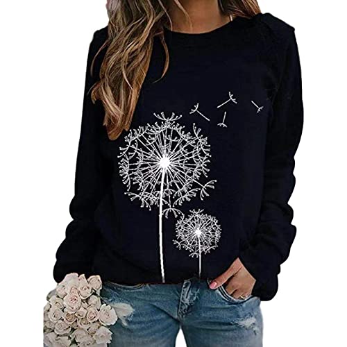 Eryue 2020 Euro and The United States Amazon Wish Autumn and Winter New Women's dan on Print Round ne Long-Sleeved Loose Casual Sweater Khaki M offers donot miss