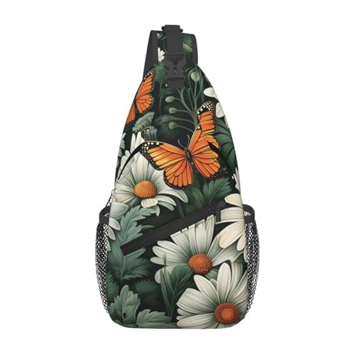 Morrales Sling con Estampado Flores para Viaje 15.3x7.2x3.5 in
