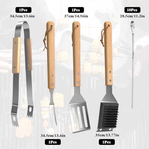 Homshsjhkis Grillzubehör, Grillbesteck-Set, Edelstahl Grillspachtel, Multifunktion Grillzange, Grillwender, Professionelle Fleischgabel, Langlebige Grillbürste, Einzigartige Grillen Geschenke Männer