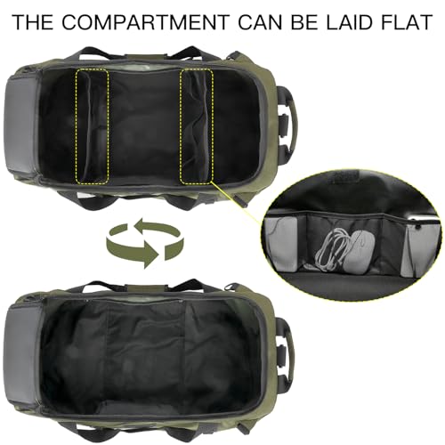 Image of TUGUAN 100L Extra Large Travel Duffle Bag Backpack for Men, 3 in 1 Sports Duffel Bags W /Adjustable Shoulder Strap & Dividers Gym Equipment /Gear Weekend Overnight Bag for Trip Camping Hiking, XL Green
