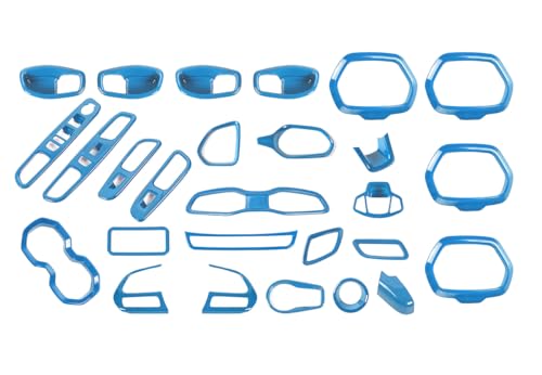 Toworldit 31pcs/Set ABS Full Interior Center Console Dashboard Cover Decoration Kit Trim Sticker Compatible with Jeep Renegade 2015-2020 (Light Blue)
