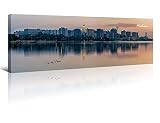Madison Skyline Wall Art for Living Room Cityscape Canvas Modern Home Decor Panorama Pictures City Building House Decorations Skyscraper Artwork Night View Posters and Prints 12x46 Inch 1 Panel