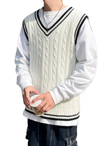 Men's Slim Fit Sweater 1pc Striped V-Neck Sweater Vest