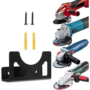 Haakse slijper houder, premium haakse slijper, wandhouder in roestvrij staal, wandhouder 115-125 mm, incl. bevestigingsmateriaal, geschikt voor vele fabrikanten, Einhell, Makita, Bosch, Dewalt, Flex