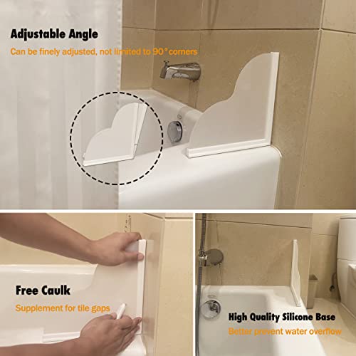 Heebabeys Shower Splash Guard Detachable, 2 Pack Bathtub Water Splash Guards,Silicone Base Bathtub Corner Guards To Keep Water In Tub, Self-Adhesive & Prevent Shower Water From Splashing Out. #TOP1