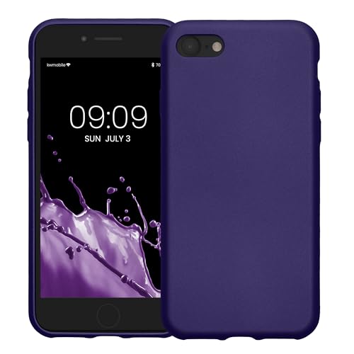 Image of kwmobile Case Compatible with Apple iPhone SE (2022) / iPhone SE (2020) / iPhone 8 / iPhone 7 Case - Soft Slim Metallic TPU Silicone Cover - Metallic Blue Violet