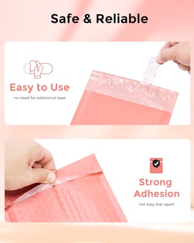 Image of Metronic Bubble Mailers 6x10 inch 100 Pack Pale Pink Self-Seal Padded Envelopes