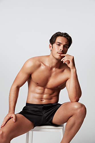 Men's Silk Boxer Shorts - Pure Mulberry Silk Underwear, Luxury Sleepwear, Pajamas Lounge Shorts - Improved Waistband3