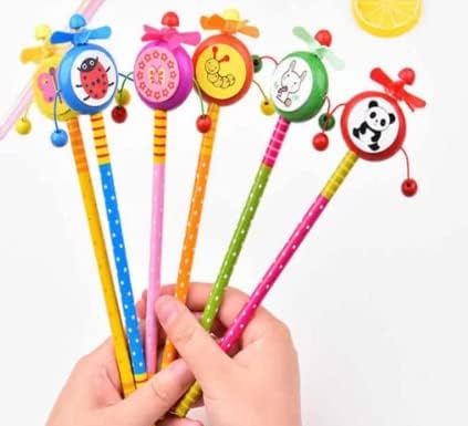 ViaZAID Wooden Cartoon Shape Animals Design Pencil Attached Rattle | Best Pencil Use for Kids | Study and Play in Interesting Way | Multicolor | School Supplies and Children Prize Gifts (Pack of 10) (B0CB4S2XW9) Amazon Price History, Amazon Price Tracker