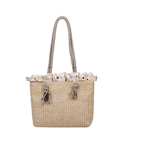 Zempertoopa Tote Bag Fashion Women Summer Straw Bag Tote Shoulder Bags Large Wicker Woven Handbag Female Braided Pouch Beach Bag-Beige Cover