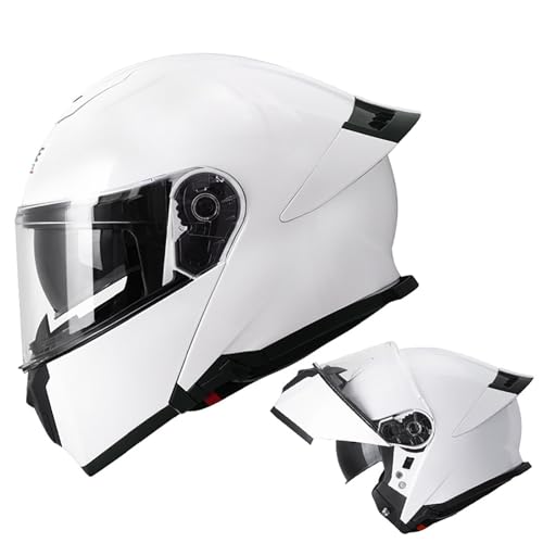 Full Face Motorbike Helmet Unisex Moped Helmet for Men Women with Sun Visor Adult Offroad Moto Street Bike ATV Helmets Black DOT Approved B2,XL/(59~60cm)