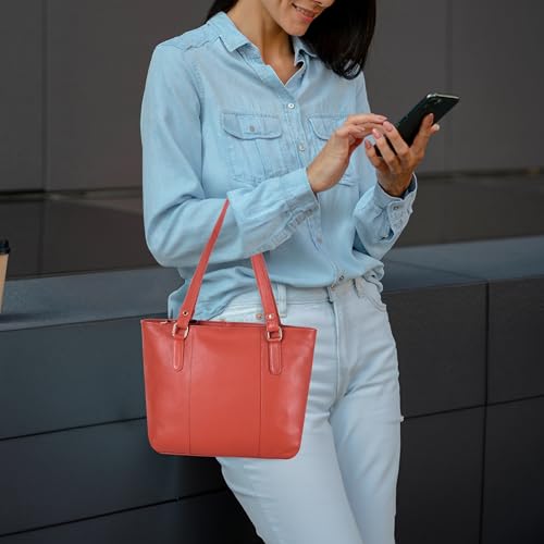 Image of Leather Purse For Women - Real Leather Tote For Women - Ladies Shoulder Handbag For Work, Travel, Casual Use