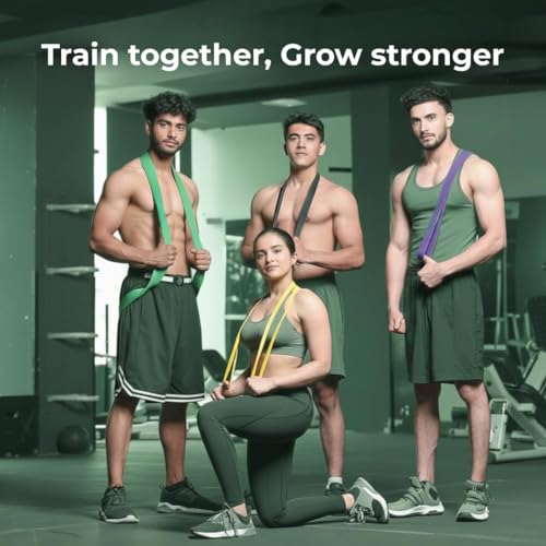 Image of Wellesa Resistance Bands, Pull Up Assist Exercise Band, Perfect for Mobility, Body Stretching, Home Workout, Fitness Training Loop Bands for Men & Women (Red, Black, Purple, Green)