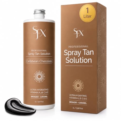 SunFX Caribbean Chocolat-All Natural Spray Tanning Solution(1L/33.8 fl oz, MID SUMMER)