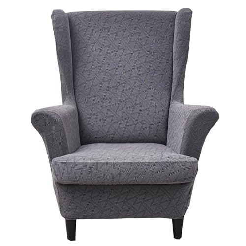 CRFATOP Jacquard Wing Chair Slipcovers 2 Piece Stretch Wingback Chair Cover Spandex Wing Back Armchair Covers Furniture Protector with Elastic Bottom for Living Room Bedroom Wingback Chair,10