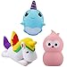 acetek Squishy Toys 3 pcs Random Color, Cute Kawaii Soft Squishies Toy, Unicorn, Bird, Whale, Stress Relieve Squeeze Soft Lovely Toy Kids Gift Fidget Toy Slow Rising Miniature Novelty Toys Decoration