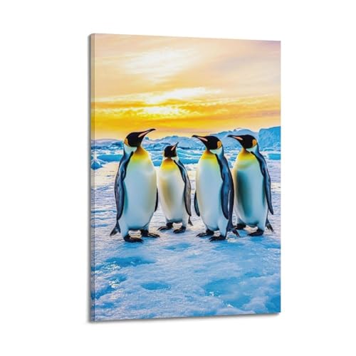 Poster pingouins WIZIGM toile moderne pour illuminer un mur sombre