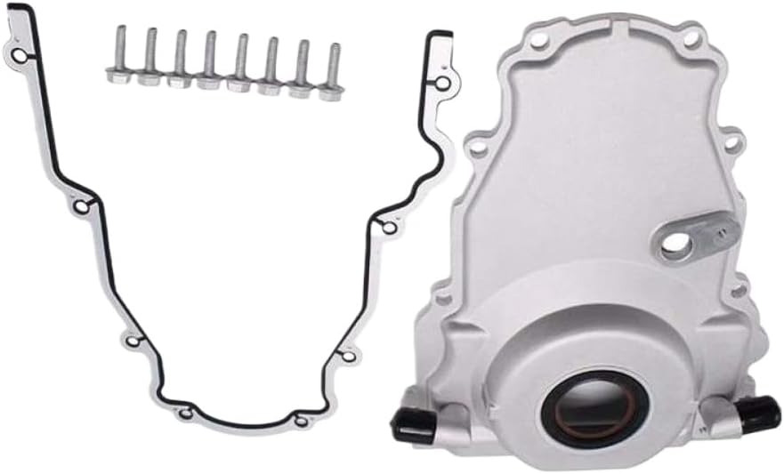 Front Engine Timing Chain Cover Oil Drain Fitting 10AN Twin Turbo Compatible With LS Gen 4 551595 L10A With Gasket Bolt Kit