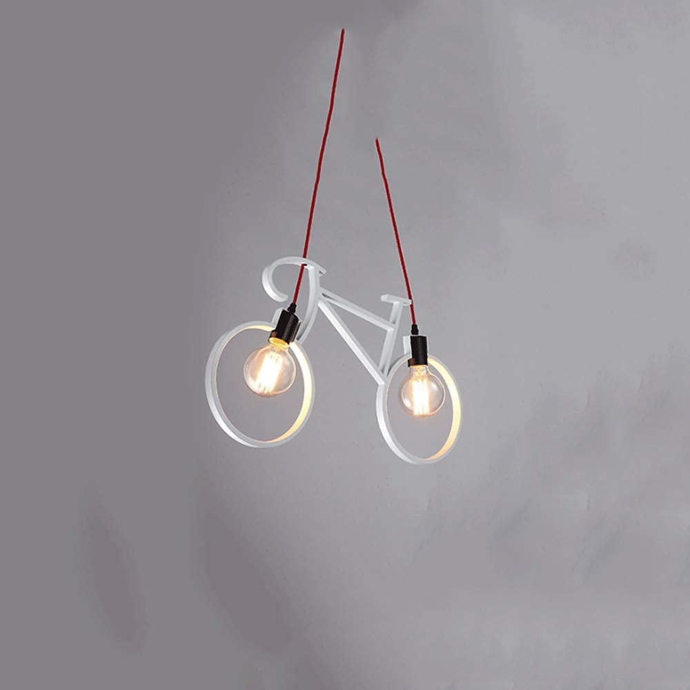 Lámpara de techo de bicicleta con 2 focos vintage de hierro forjado