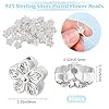 Beebeecraft 1 boîte de 50 perles en Argent en Forme de Fleur de Pêcher 925 perles D'Espacement en Argent Sterling Plaquées avec Trou de 0.5mm pour la Fabrication de Bijoux Breloques Bracelets Colliers #1