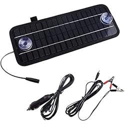 Cargador Solar De Baterías De Coche 12V NUZAMAS Poartable 4.5W Panel Solar Cargador Coche batería 12V Recarga al Aire Libre Camping Viaje Potencia Fuente de alimentación