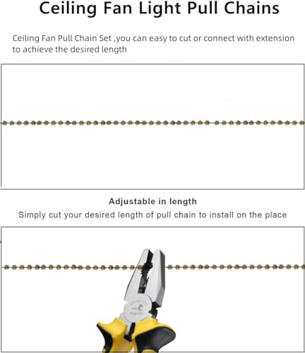 Image of Ceiling Fan Pull Chain Set, Bulb and Fan Pattern Pull Chain Extension 12 Inch Ceiling Fan Chain Extender with Ball Fan Chains Connector (Antique Bronze 4Pcs)