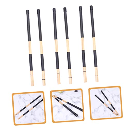 Ibasenice Set de 3 pares de Baquetas tipo Brush en Bambú y plástico para percusión miniatura 7