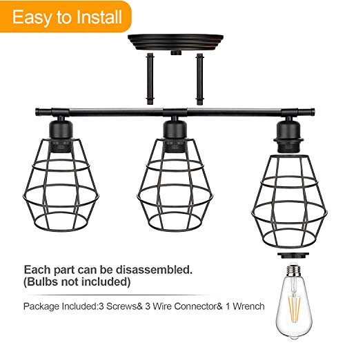 Shine Hai 3-Light Industrial Bathroom Vanity Lights, Farmhouse Wall Light Fixture, Metal Cage Wall Sconce, Vintage Porch Wall Lamp For Mirror Cabinets, Kitchen, Living Room, Workshop #TOP4