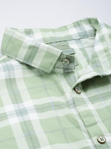 Image of Majestic Man Men Slim Fit Pure Cotton Checkred Half Sleeve Casual Shirt