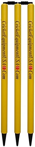CE Cricket Stumps Set 6 Wickets 4 Bails Wooden White Yellow Brown Standard Size