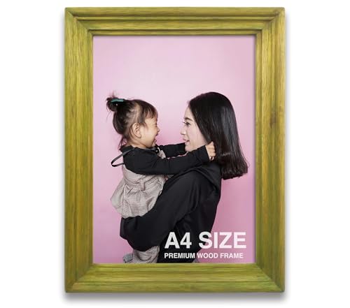 Image of A4 size Photo Frame with acrylic | Wall Photo Frames | Small Photo Frame mini | Brown Wood Frames for Wall | Classic Wall & Office Decor (A4, 8.3x11.7 inch, Brown)