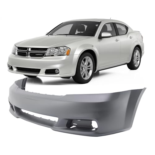 Image of FitParts Compatible with Dodge Avenger 2011-2014 Front Bumper Cover | Primed, With Fog Light Holes, Sedan, Ready to Paint, OEM 68081991AB, CH1000996