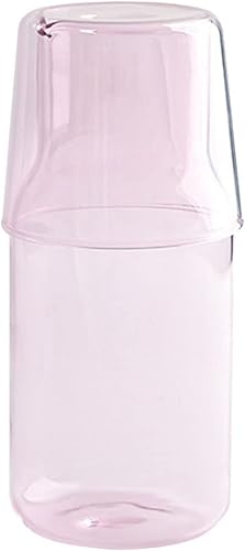 Juego de jarras de agua de noche de cristal transparente, jarra y taza de noche