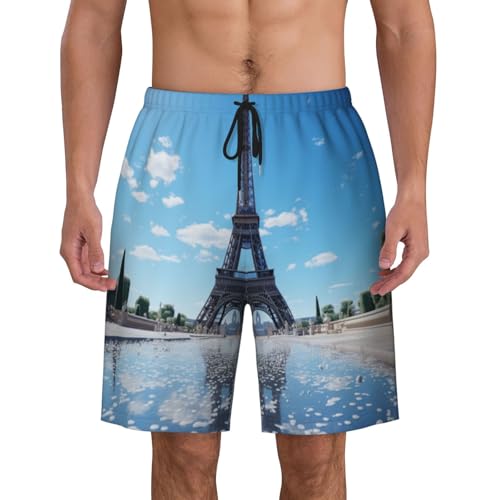 The Majestic Eiffel Tower Men Beach Pants â€“ Swim Trunks for Men,Quick-Dry and Comfortable, Suitable for Beach, Surf, and Everyday Wear Black