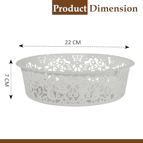 Image of Kuber Industries 3 Pcs Plastic Small Fruit Basket for Dining Table | Snacks, Groceries and Vegetable Basket for Kitchen Storage | Poland Design - Grey