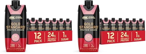 Image of Optimum Nutrition Gold Standard Shake, 24g Protein, Ready to Drink-Protein, Strawberry, 11 Fl Oz, (Packaging May Vary) 1 Count (Pack of 24)