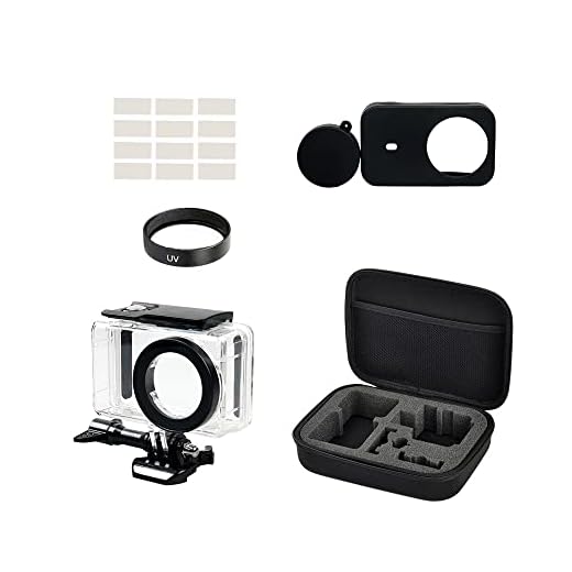 Eyeon Kit Accesorios 6 en 1 Carcasa impermeable con Funda Silicona, Cubierta Silicona + Tapa para Lente, Filtro UV, Inserciones Antivaho, Bolsa de Almacenamiento para Xiaomi Mijia Acción 4K Cámara