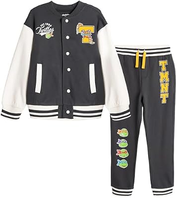 TEENAGE MUTANT NINJA Turtles Little Boys Fleece Varsity Bomber Jacket and Jogger Pants Outfit Set Ch...