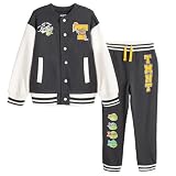 TEENAGE MUTANT NINJA Turtles Little Boys Fleece Varsity Bomber Jacket and Jogger Pants Outfit Set Charcoal...