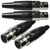 CESS 3-Pin Mini XLR Jack, 3 Pin Mini XLR Cable Connector Adapter for Audio Devices, 4 Pack