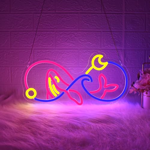 Image of Whale Neon Sign, JGHTURIE Cute Pink Neon Signs for Decor, Animal LED Sign for Room Decor, Bar, Party, Man Cave, USB Powered