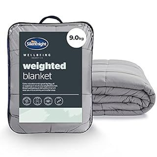 Silentnight Wellbeing Weighted Blanket - Anxiety & Stress Relief for Adults Insomnia Therapy - Sensory Calming Heavy Quilted Hug Blanket - 9kg, 150x200cm, Grey