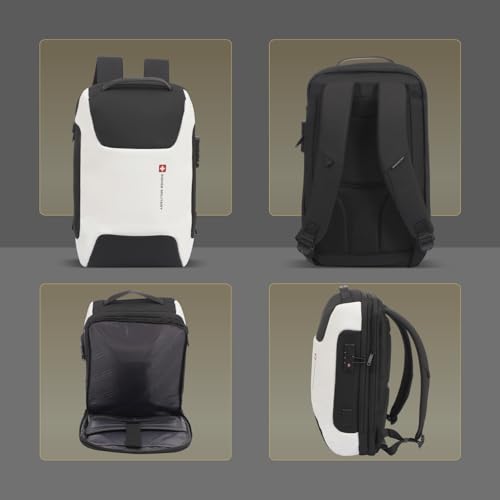 Image of SWISS MILITARY LUKE 23L 15.6 inch Laptop Backpack for Men & Women, Polyester, Padded Laptop & iPad Compartment, USB A & C Charging Port, TSA Lock, Multiple Quick Access Pockets, Keychain Holder