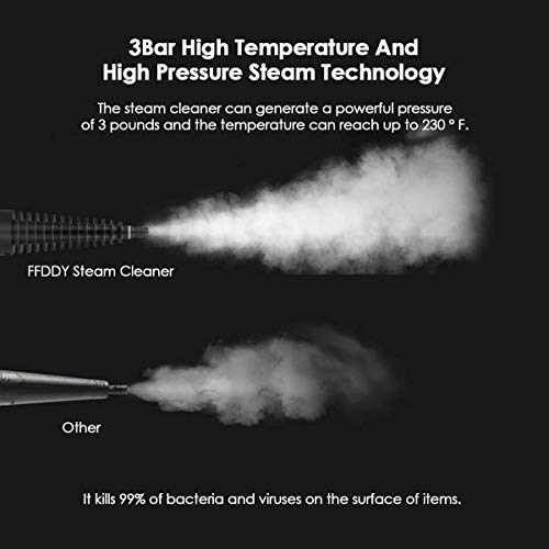 FFDDY Steam Cleaner, Portable Car Carpet Upholstery Cleaner Machine High Pressure Steamer with 9 Piece Accessories for Cleaning, Couch/Floor/Bathroom/Auto/Grout Cleaner for Home Use, Handheld Steamer