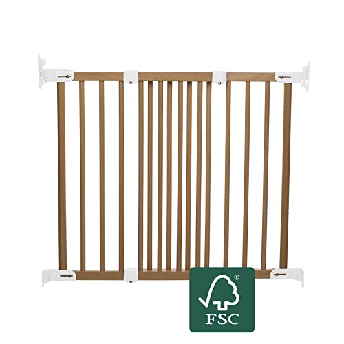 Baby Dan Flexi Fit - Rejilla Protectora para escaleras (Madera, Certificado TÜV/GS, 69 – 106,5 cm), Color Blanco y Natural