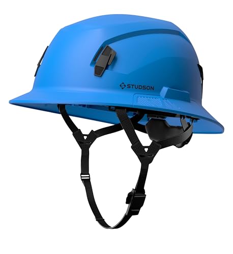STUDSON SHK-1 Full Brim Safety Helmet: ANSI/ISEA Z89.1 Type II Compliant (R 2019), Lightweight & Breathable, NFC Emergency Contact Chip, One Size, Class E Protection (Non-Vented, Performance Blue)
