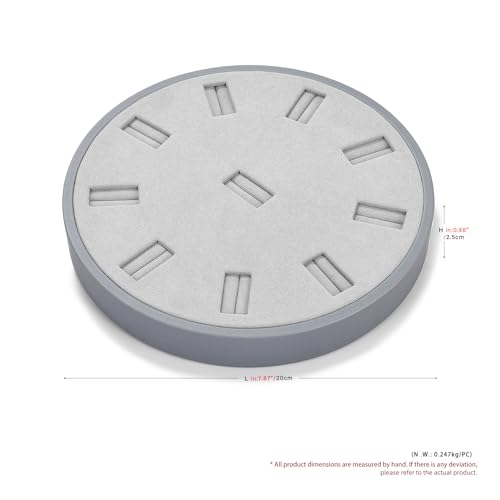 10Slots Ring Tray Round Holder Display PU Leather Earring Organizer Display Jewelry Tray Microfiber Interior Jewelry Organizer Tray(Grey)