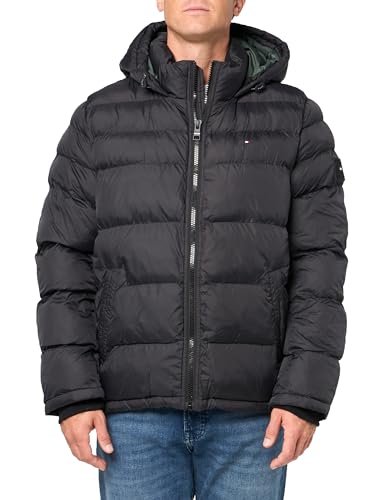 Tommy Hilfiger Herren Hooded Puffer Jacket Daunenalternative Oberbekleidung, Schwarz, L Tommy Hilfiger Herren Hooded Puffer Jacket Daunenalternative Oberbekleidung, Schwarz, L