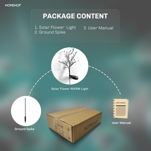 Homehop Solar Light Outdoor Home 20 Led Blossom, Decorative Flower Lamp, Outdoor, Waterproof for Landscape, Pathway, Home Decor & Courtyard, Auto On/Off,(ABS-Warm White, Pack of 2)